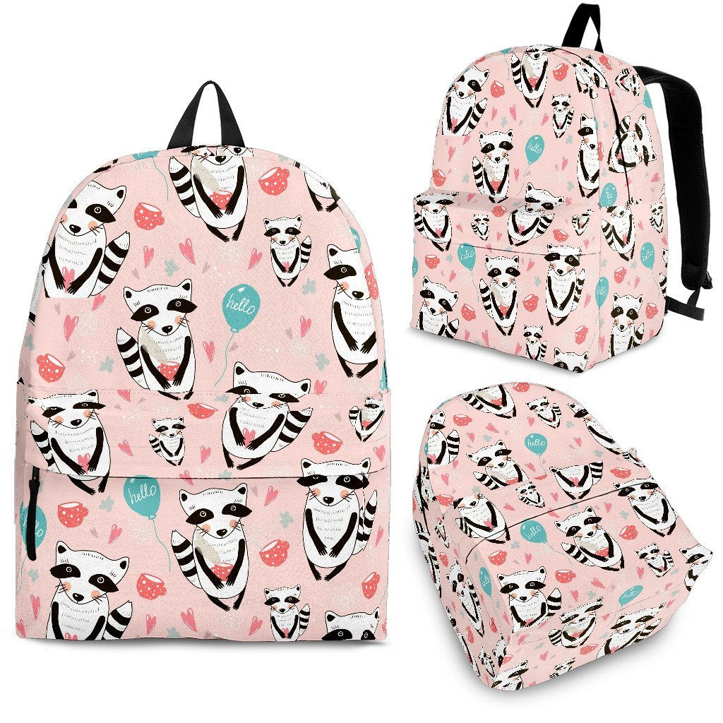 Raccoon Pattern Print Premium Backpack-grizzshop