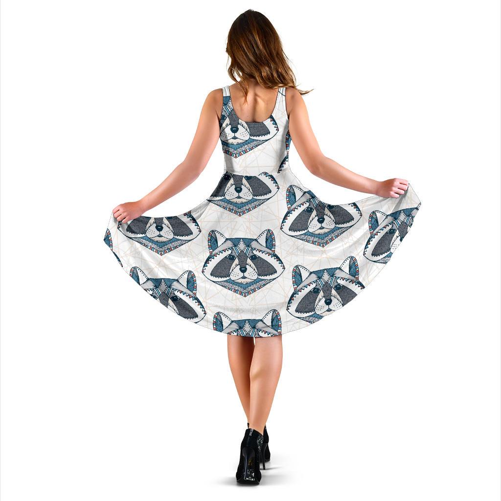 Raccoon Print Pattern Dress-grizzshop
