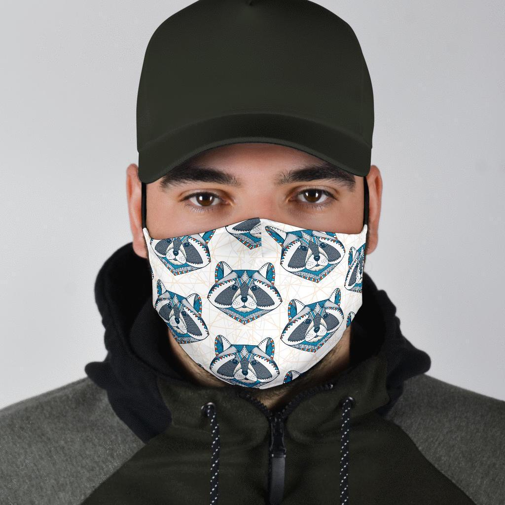Raccoon Print Pattern Face Mask-grizzshop