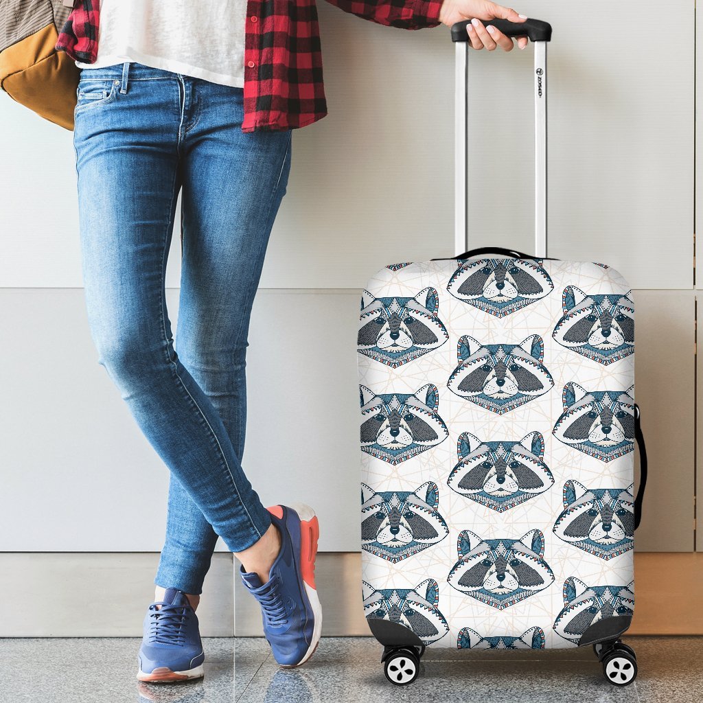 Raccoon Print Pattern Luggage Cover Protector-grizzshop