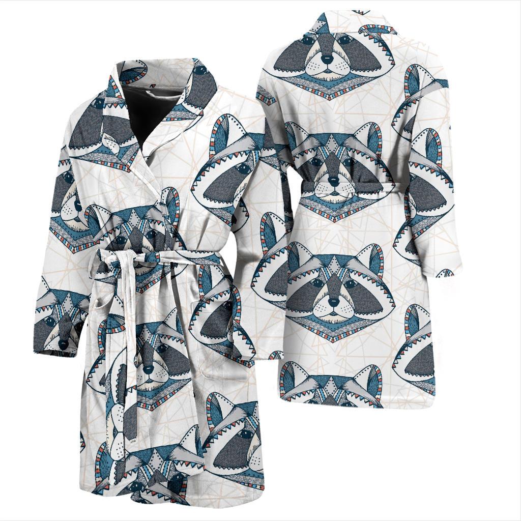 Raccoon Print Pattern Men Long Robe-grizzshop