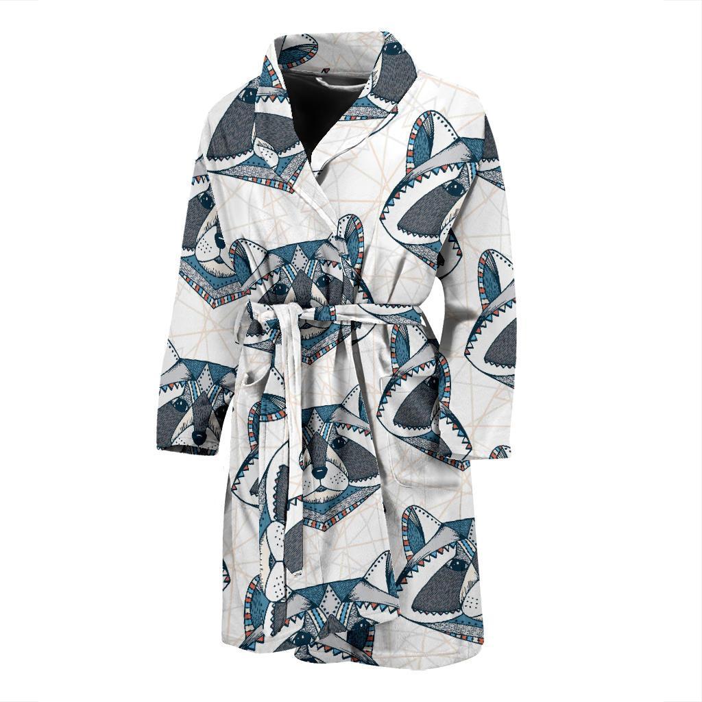 Raccoon Print Pattern Men Long Robe-grizzshop