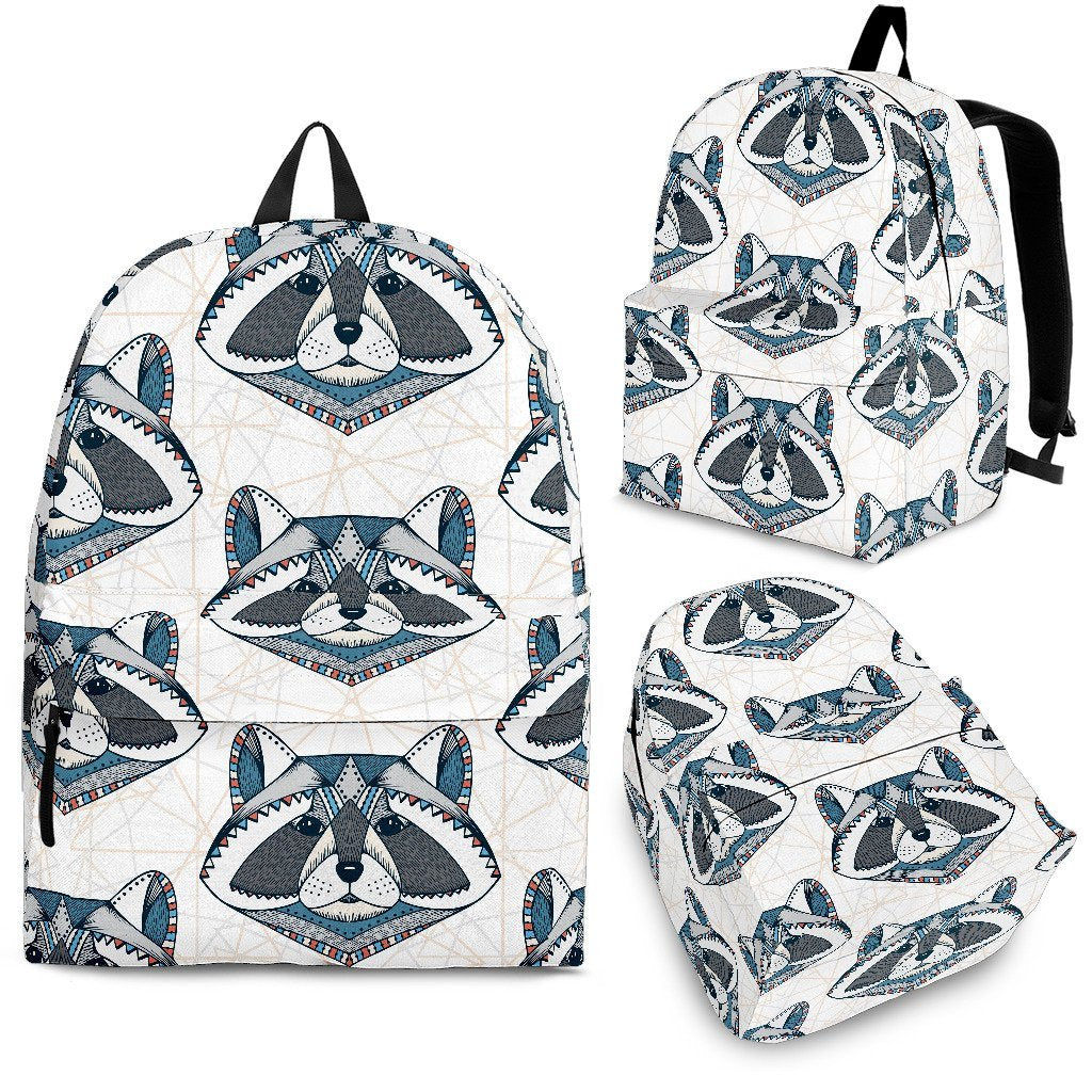 Raccoon Print Pattern Premium Backpack-grizzshop