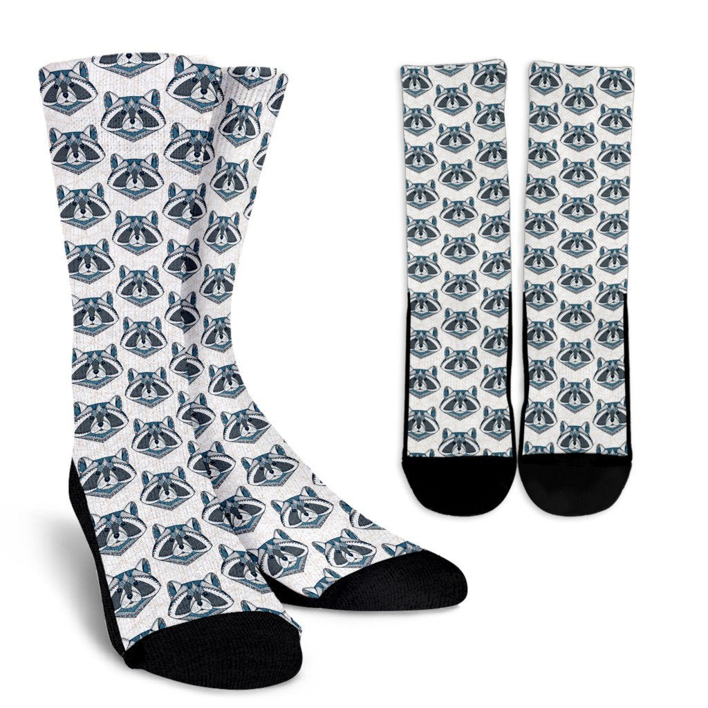 Raccoon Print Pattern Unisex Crew Socks-grizzshop