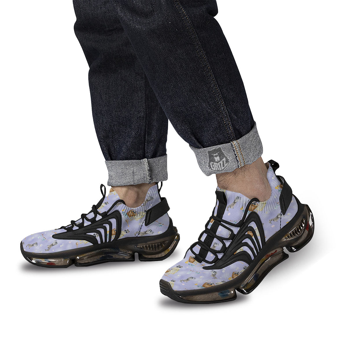 Raccoon Watercolor Print Pattern Black Gym Shoes-grizzshop