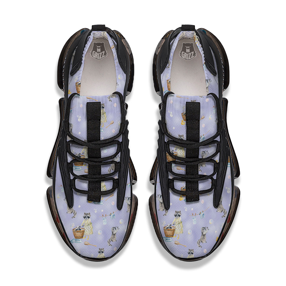 Raccoon Watercolor Print Pattern Black Gym Shoes-grizzshop