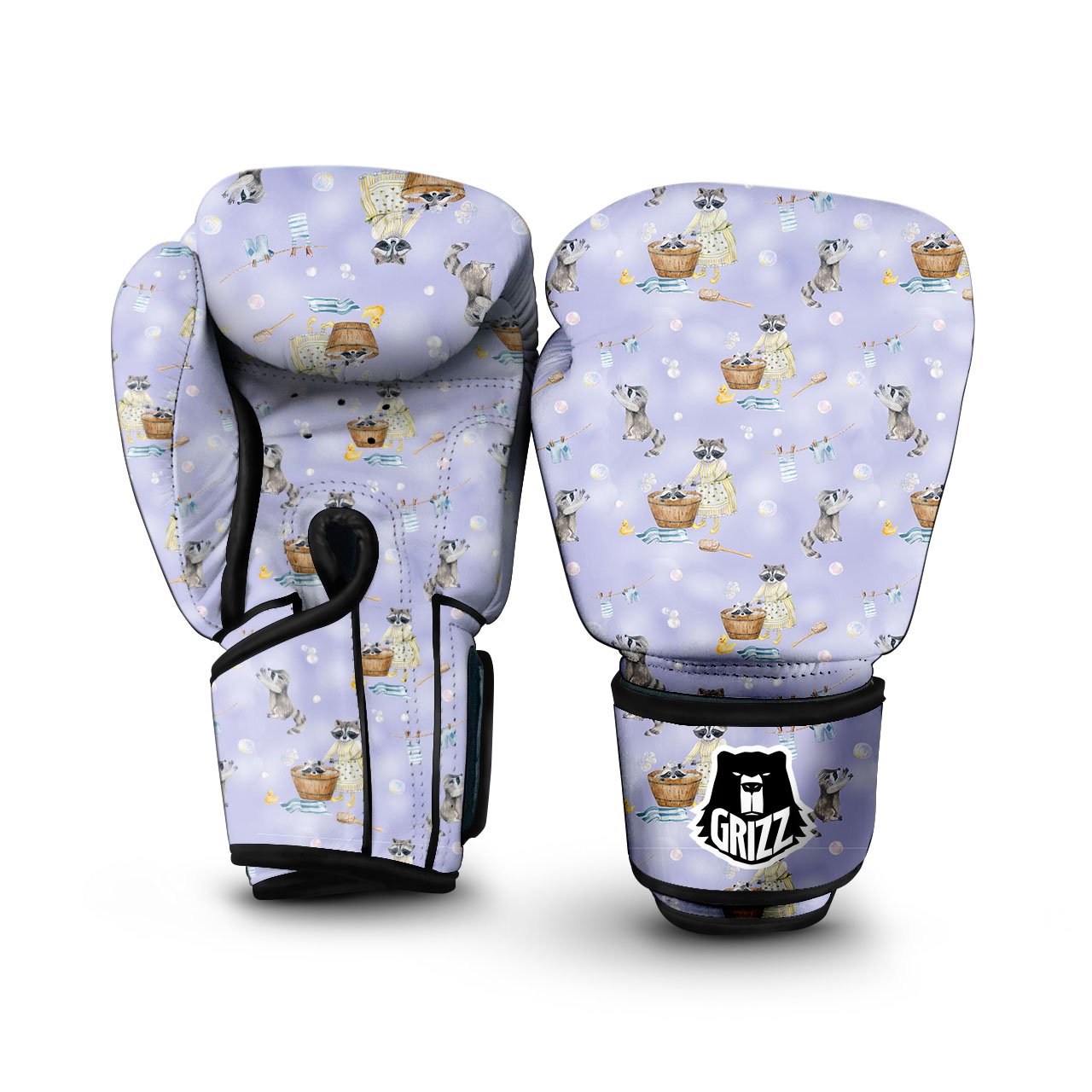 Raccoon Watercolor Print Pattern Boxing Gloves-grizzshop