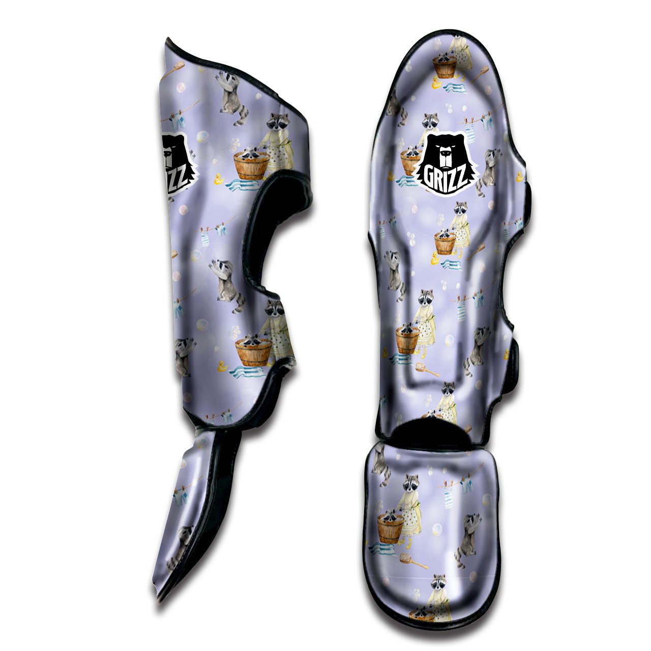 Raccoon Watercolor Print Pattern Muay Thai Shin Guards-grizzshop