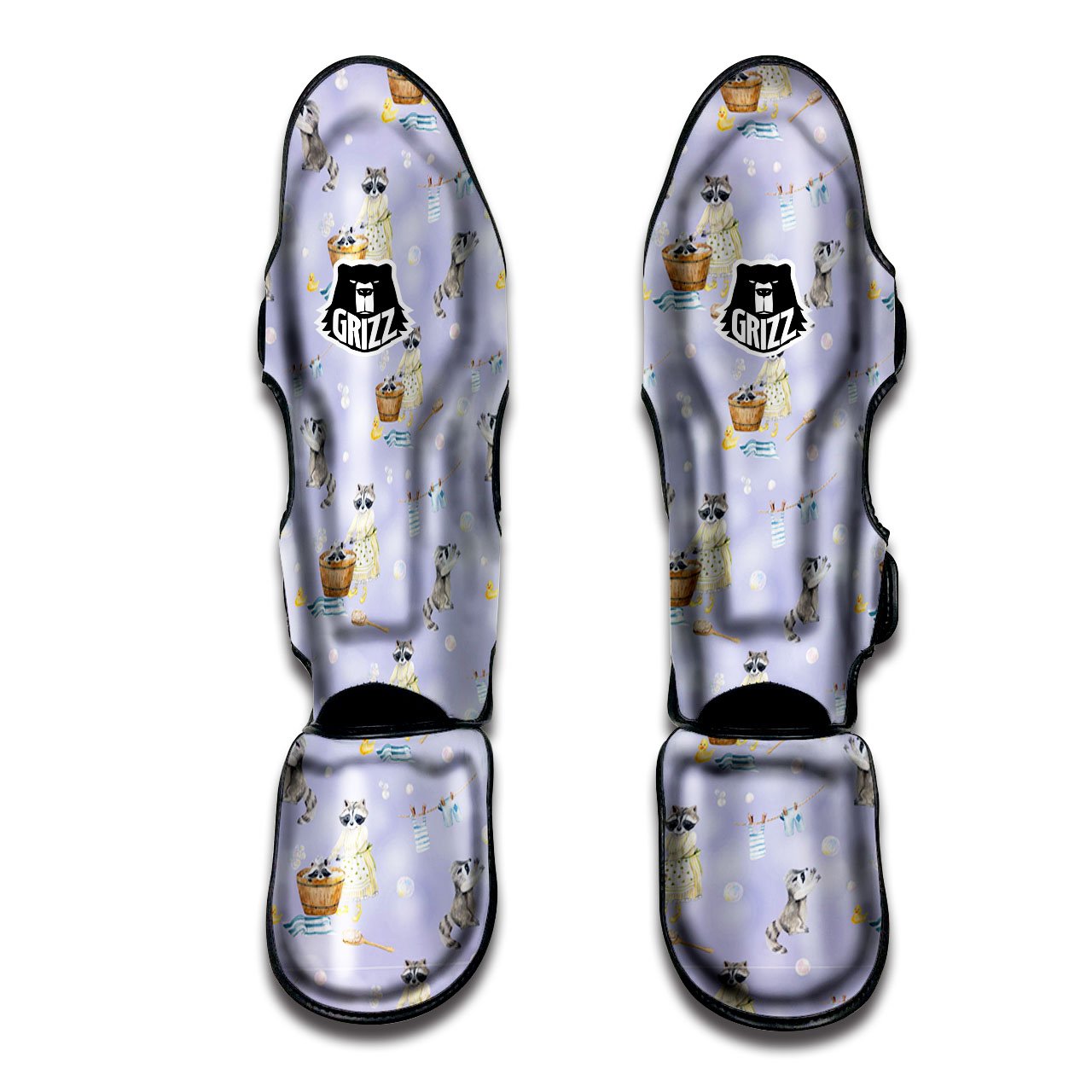 Raccoon Watercolor Print Pattern Muay Thai Shin Guards-grizzshop