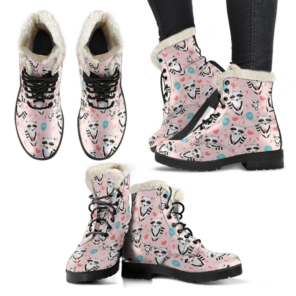 Raccoon Pattern Print Comfy Winter Boots-grizzshop