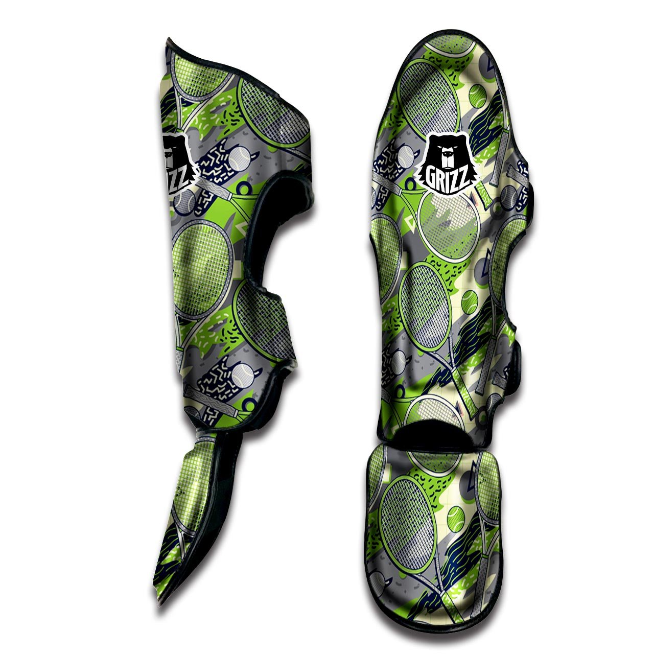 Racket And Tennis Ball Print Pattern Muay Thai Shin Guards-grizzshop