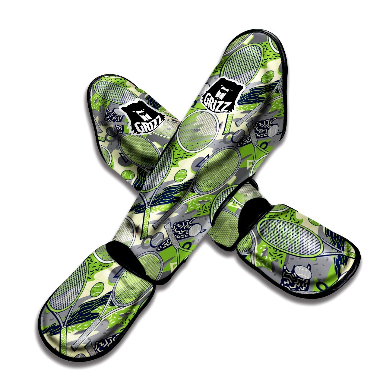 Racket And Tennis Ball Print Pattern Muay Thai Shin Guards-grizzshop