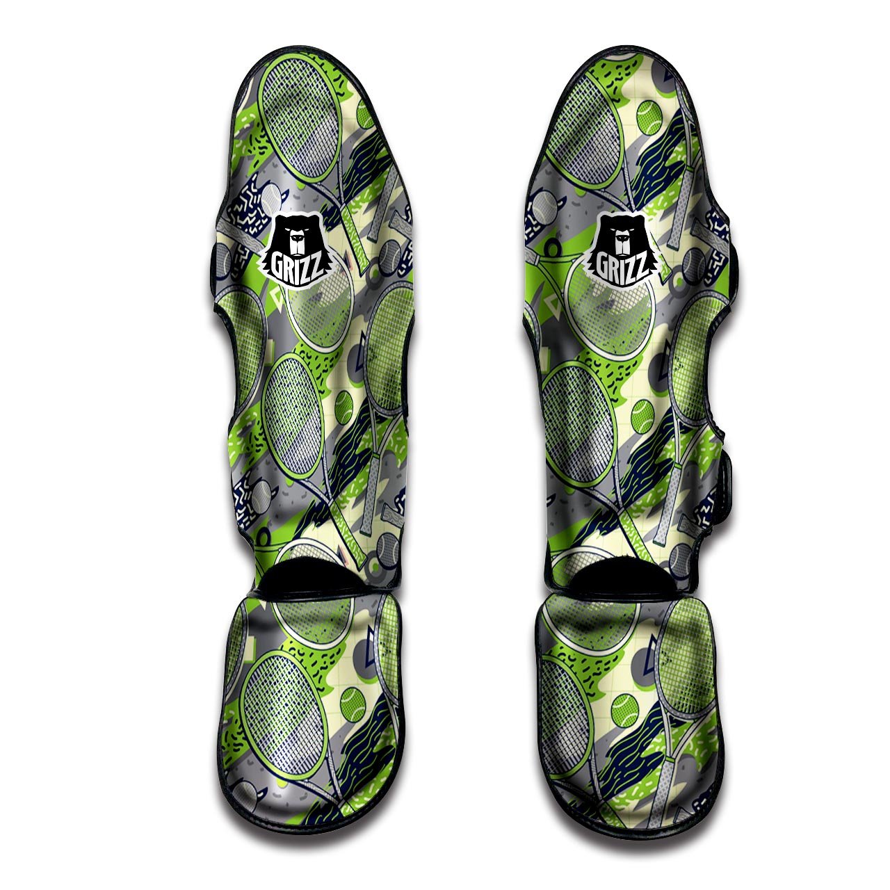 Racket And Tennis Ball Print Pattern Muay Thai Shin Guards-grizzshop