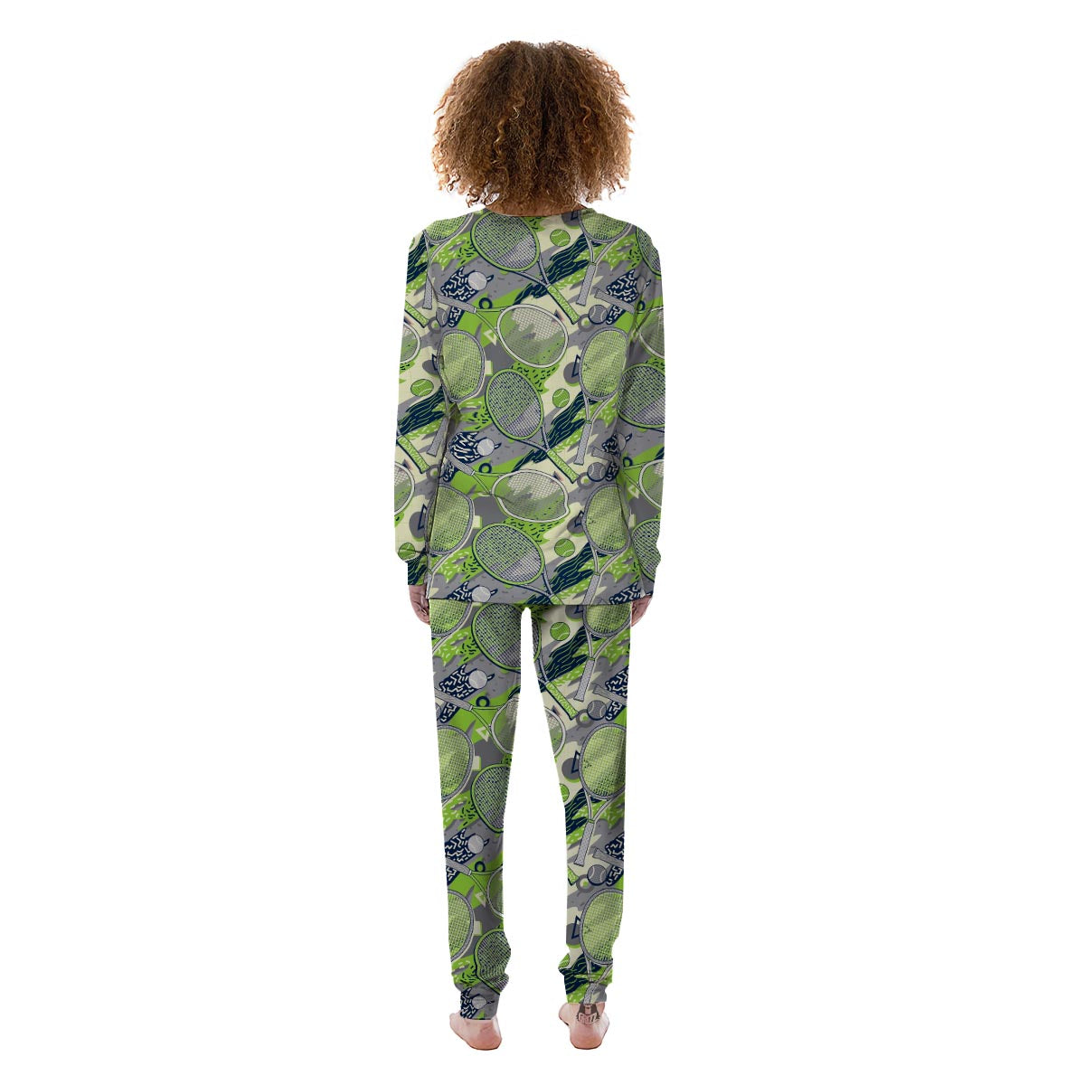 Racket And Tennis Ball Print Pattern Women's Pajamas-grizzshop