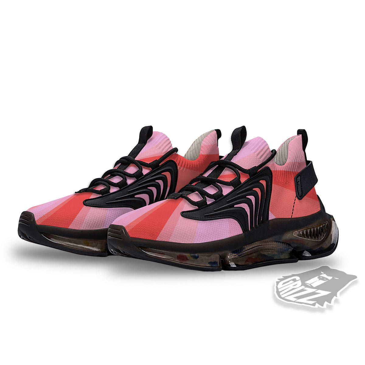 Radial Rays Pink Print Black Gym Shoes-grizzshop