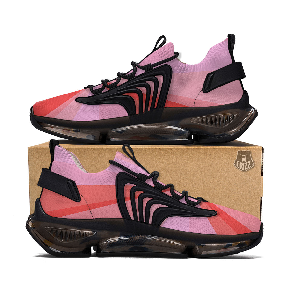 Radial Rays Pink Print Black Gym Shoes-grizzshop