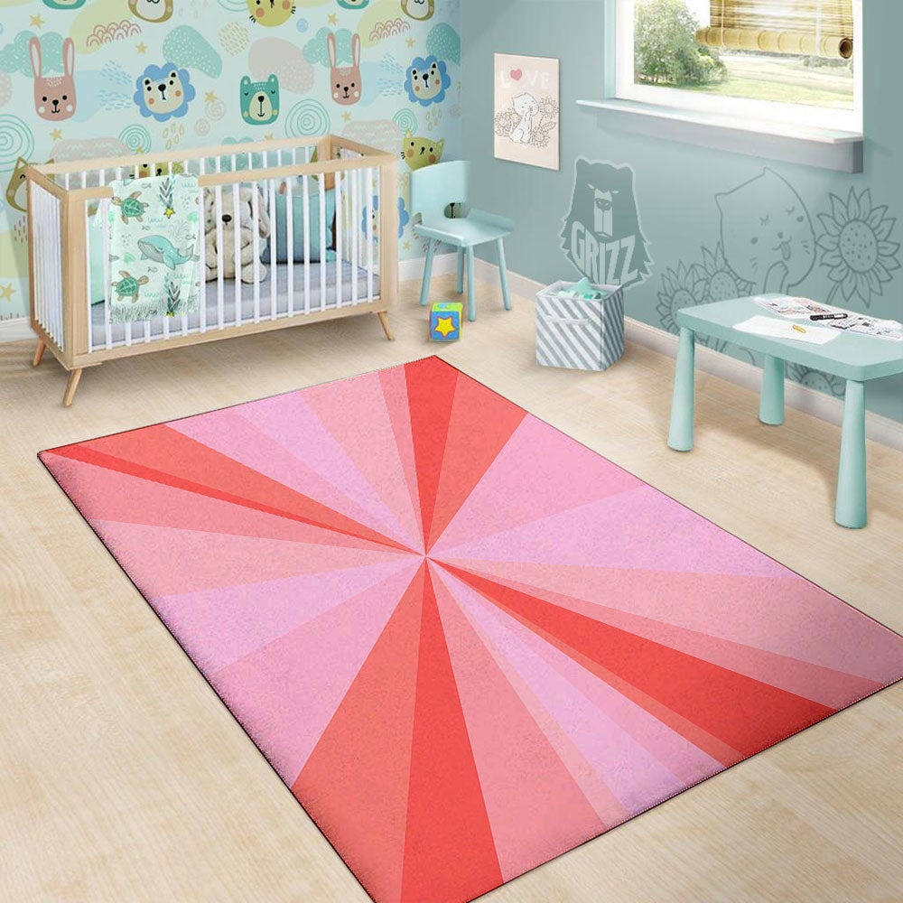 Radial Rays Pink Print Floor Mat-grizzshop