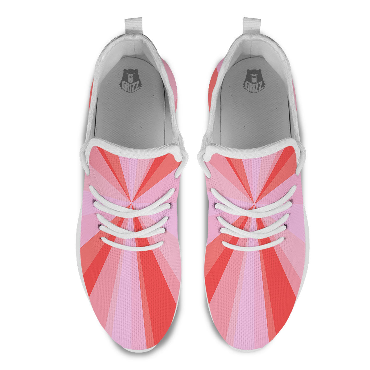 Radial Rays Pink Print White Athletic Shoes-grizzshop