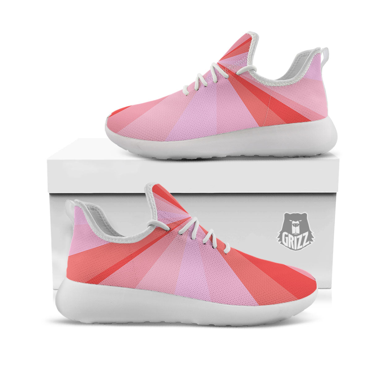 Radial Rays Pink Print White Athletic Shoes-grizzshop