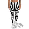 Radial Rays White And Black Print Men's Leggings-grizzshop