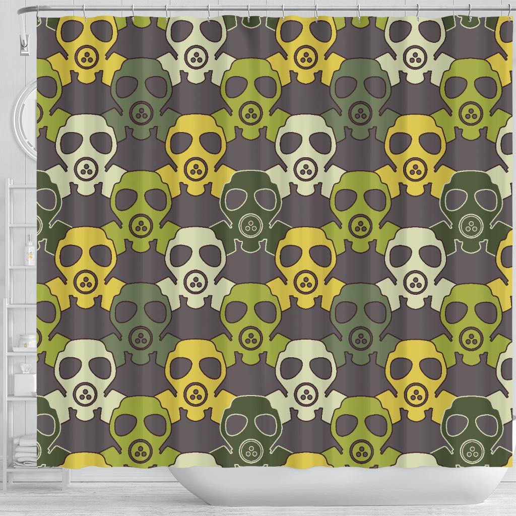 Radiation Mask Pattern Print Bathroom Shower Curtain-grizzshop