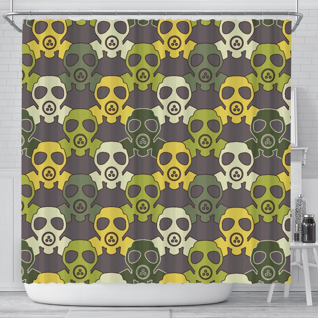 Radiation Mask Pattern Print Bathroom Shower Curtain-grizzshop