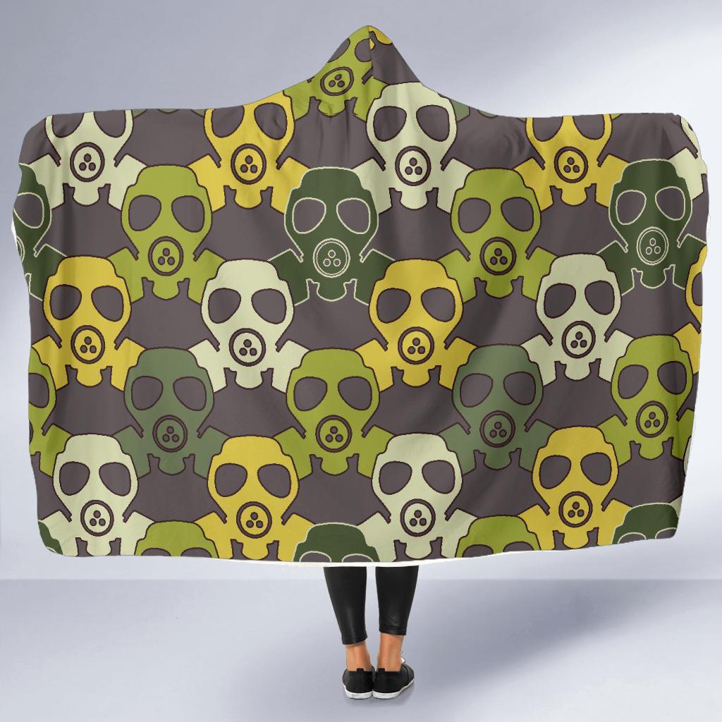 Radiation Mask Pattern Print Hooded Blanket-grizzshop