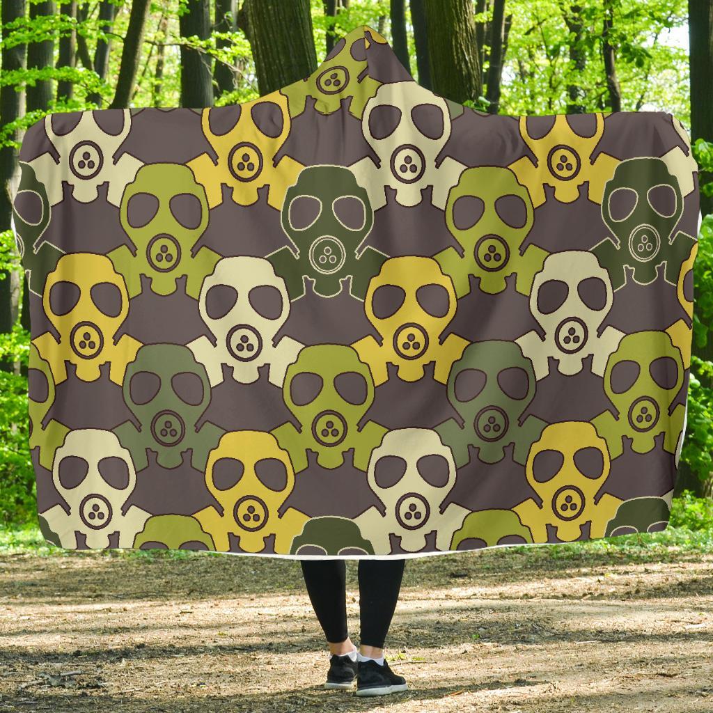 Radiation Mask Pattern Print Hooded Blanket-grizzshop