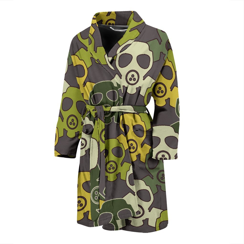 Radiation Mask Pattern Print Men Long Robe-grizzshop