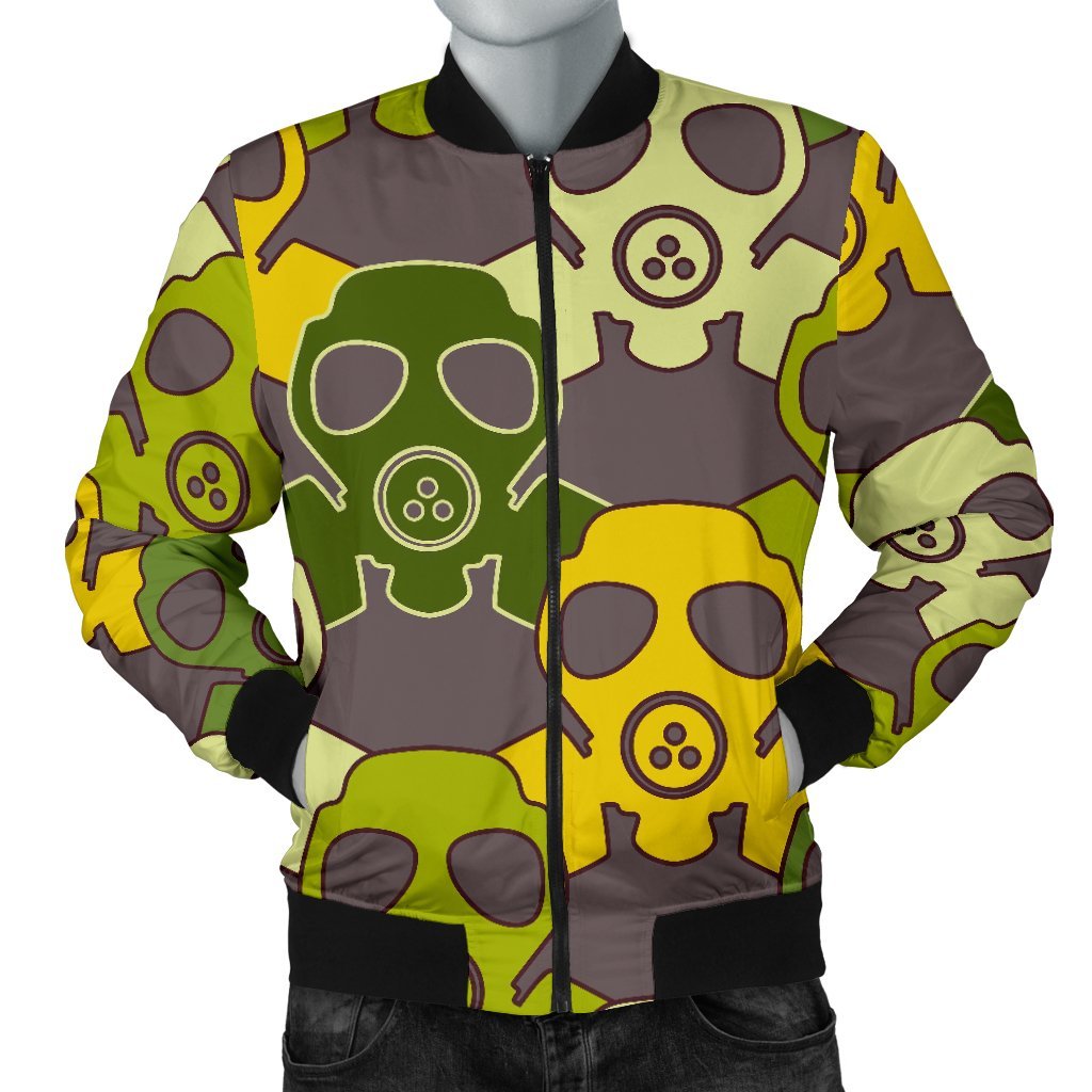 Radiation Mask Pattern Print Men's Bomber Jacket-grizzshop