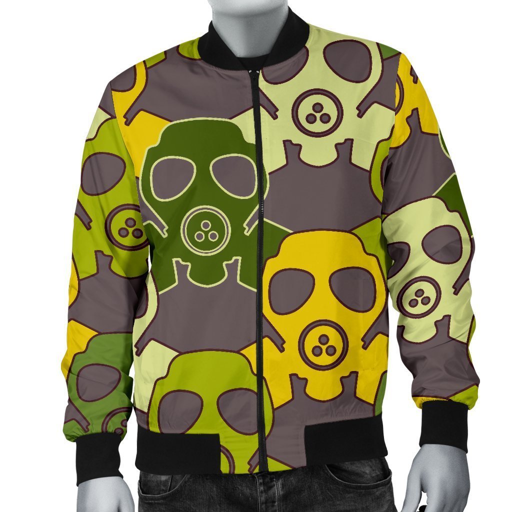 Radiation Mask Pattern Print Men's Bomber Jacket-grizzshop