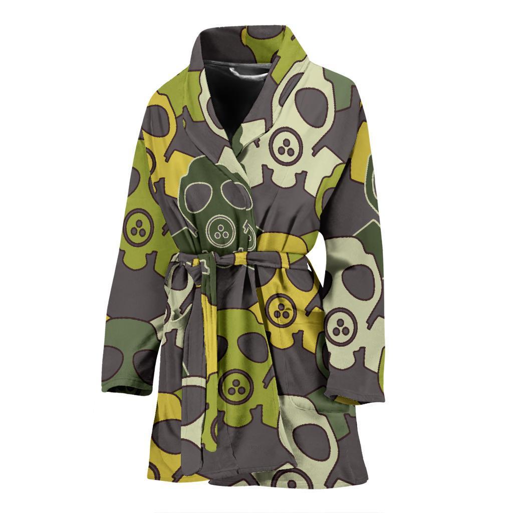 Radiation Mask Pattern Print Women Long Robe-grizzshop