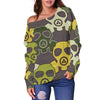 Radiation Mask Pattern Print Women Off Shoulder Sweatshirt-grizzshop