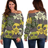 Radiation Mask Pattern Print Women Off Shoulder Sweatshirt-grizzshop