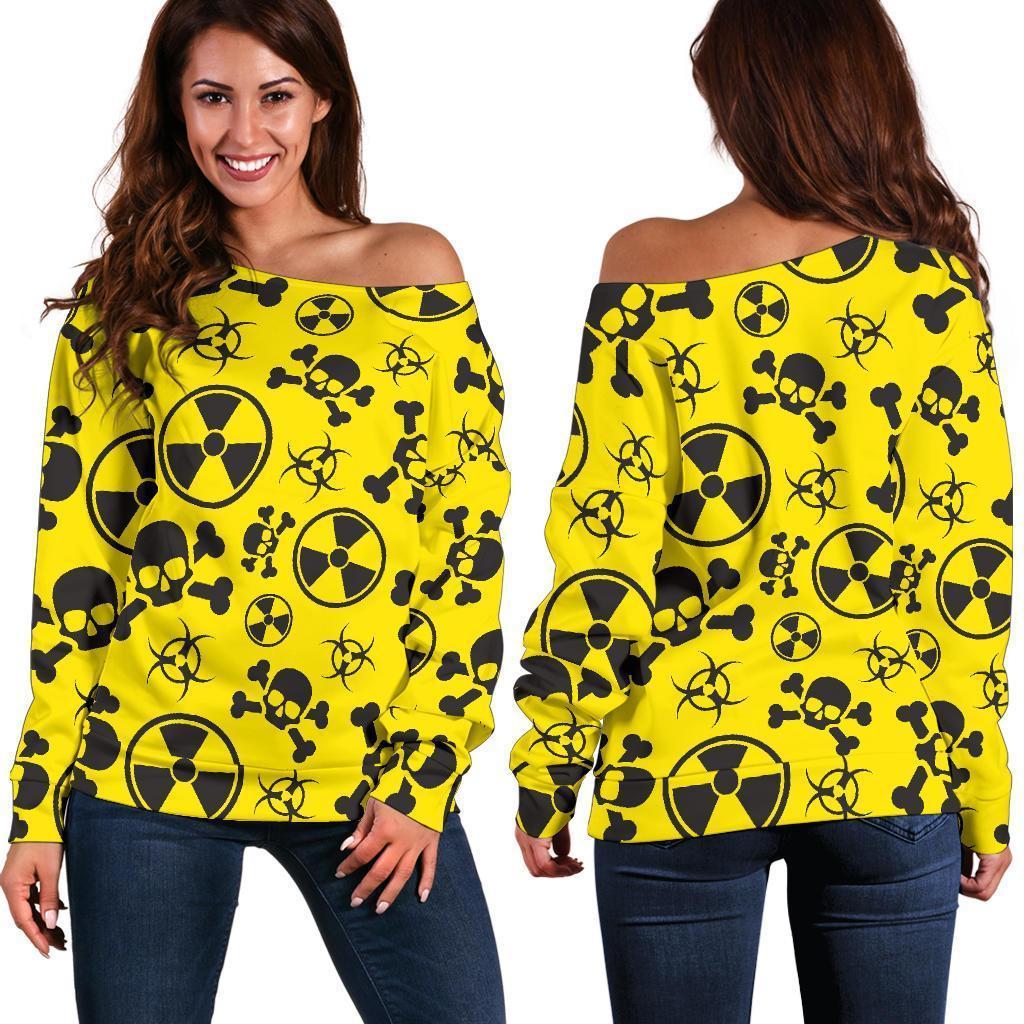 Radiation Print Pattern Women Off Shoulder Sweatshirt-grizzshop