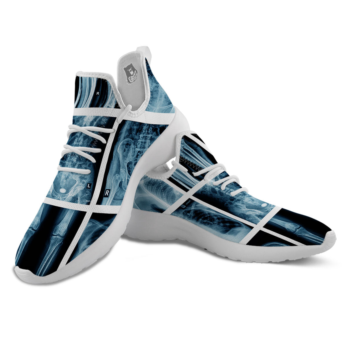 Radiology X-Ray Film Print White Athletic Shoes-grizzshop