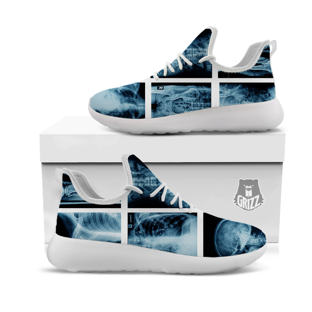 Radiology X-Ray Film Print White Athletic Shoes-grizzshop