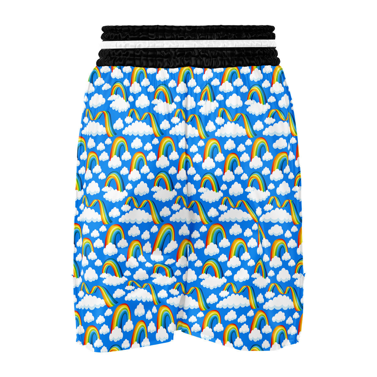 Rainbow And Clouds Blue Print Pattern Boxing Shorts-grizzshop