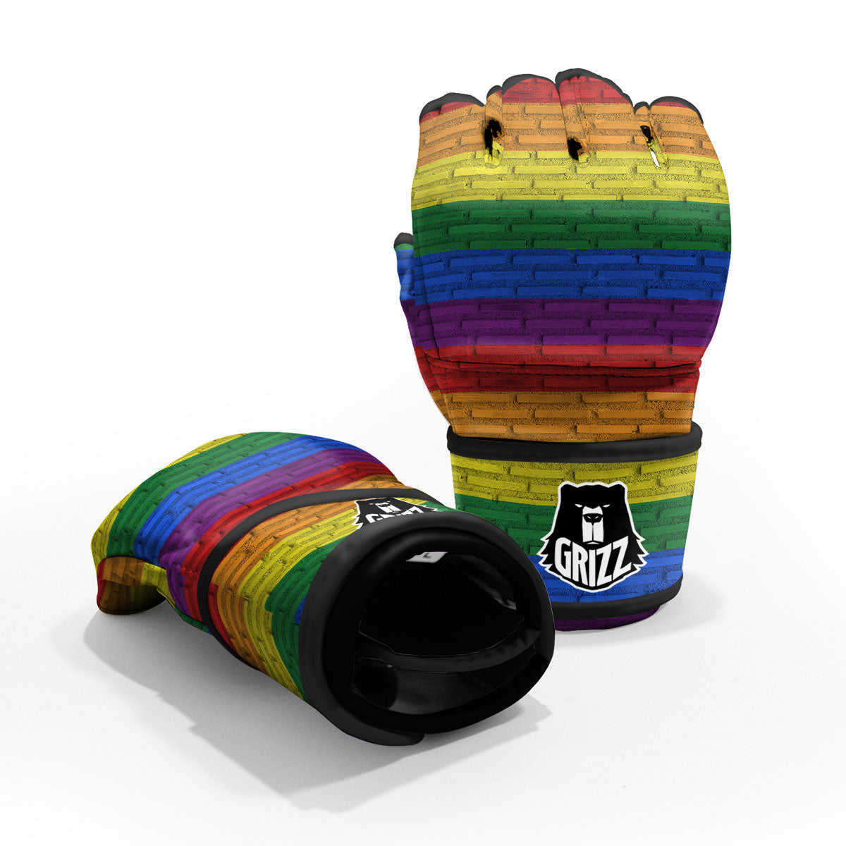 Rainbow Brick Wall LGBT Pride Print MMA Gloves-grizzshop