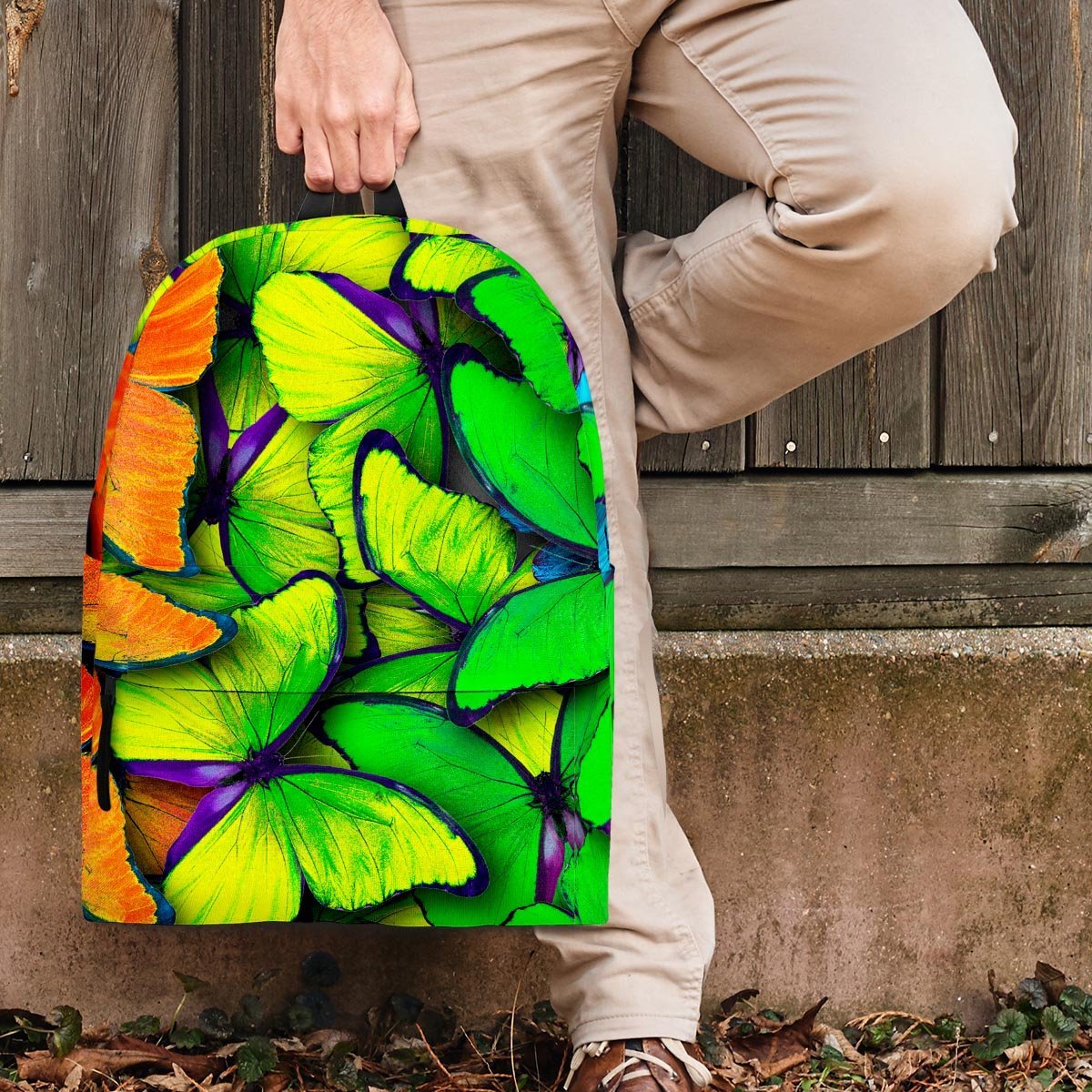 Rainbow Butterfly Print Backpack-grizzshop