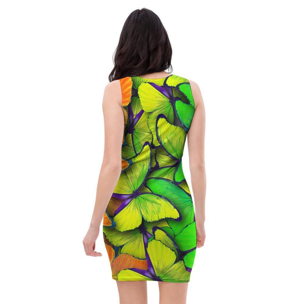 Rainbow Butterfly Print Bodycon Dress-grizzshop