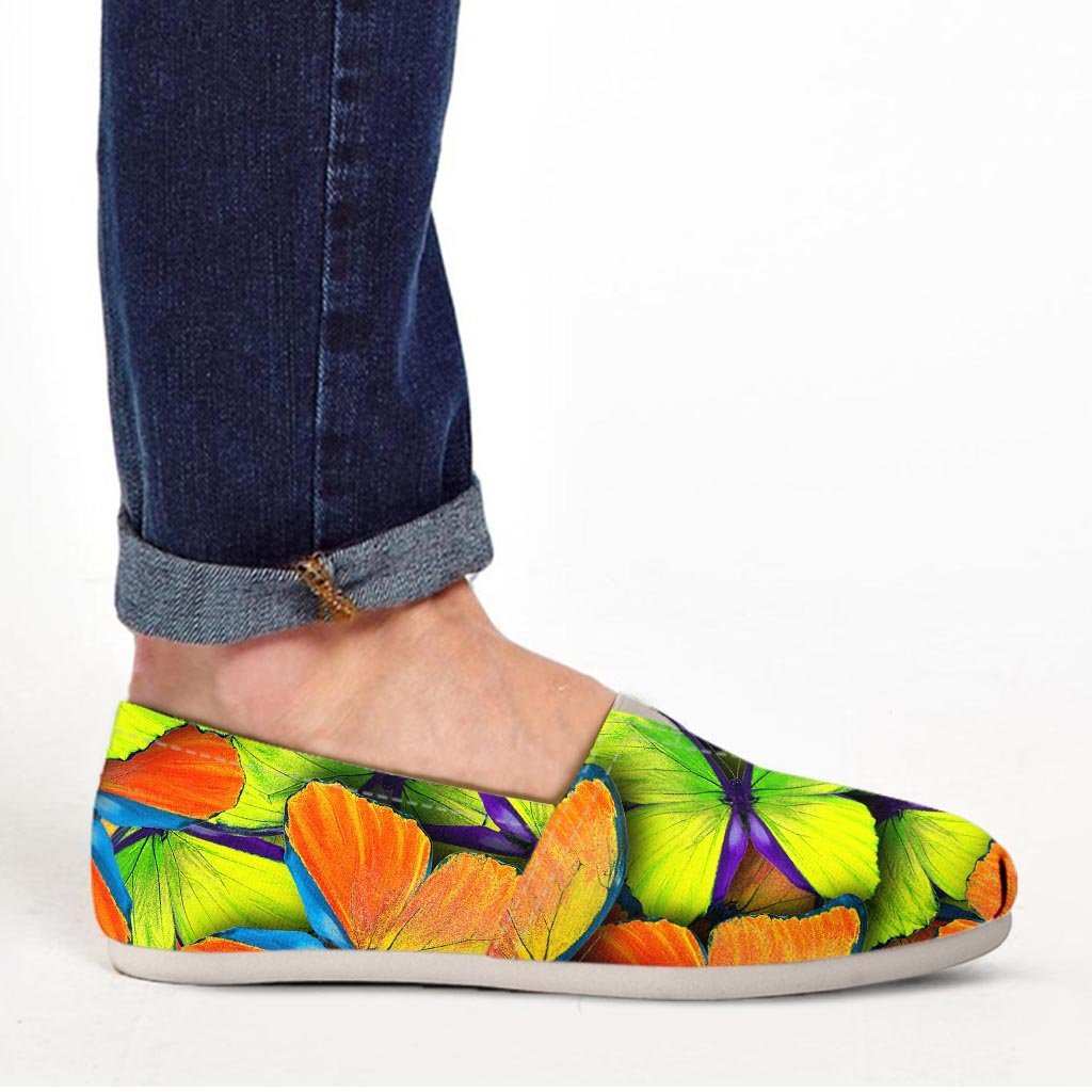 Rainbow Butterfly Print Canvas Shoes-grizzshop