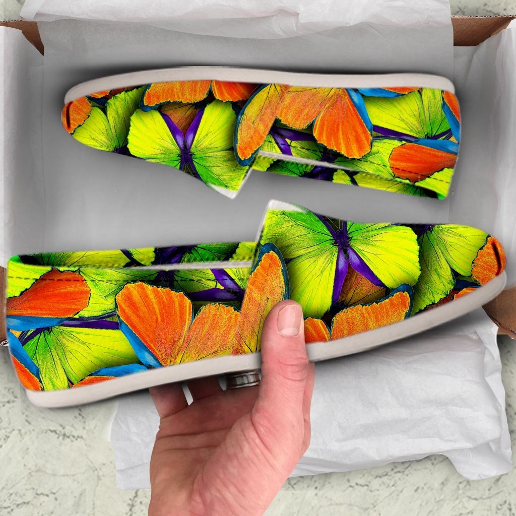 Rainbow Butterfly Print Canvas Shoes-grizzshop