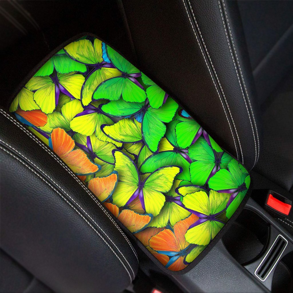 Rainbow Butterfly Print Car Console Cover-grizzshop