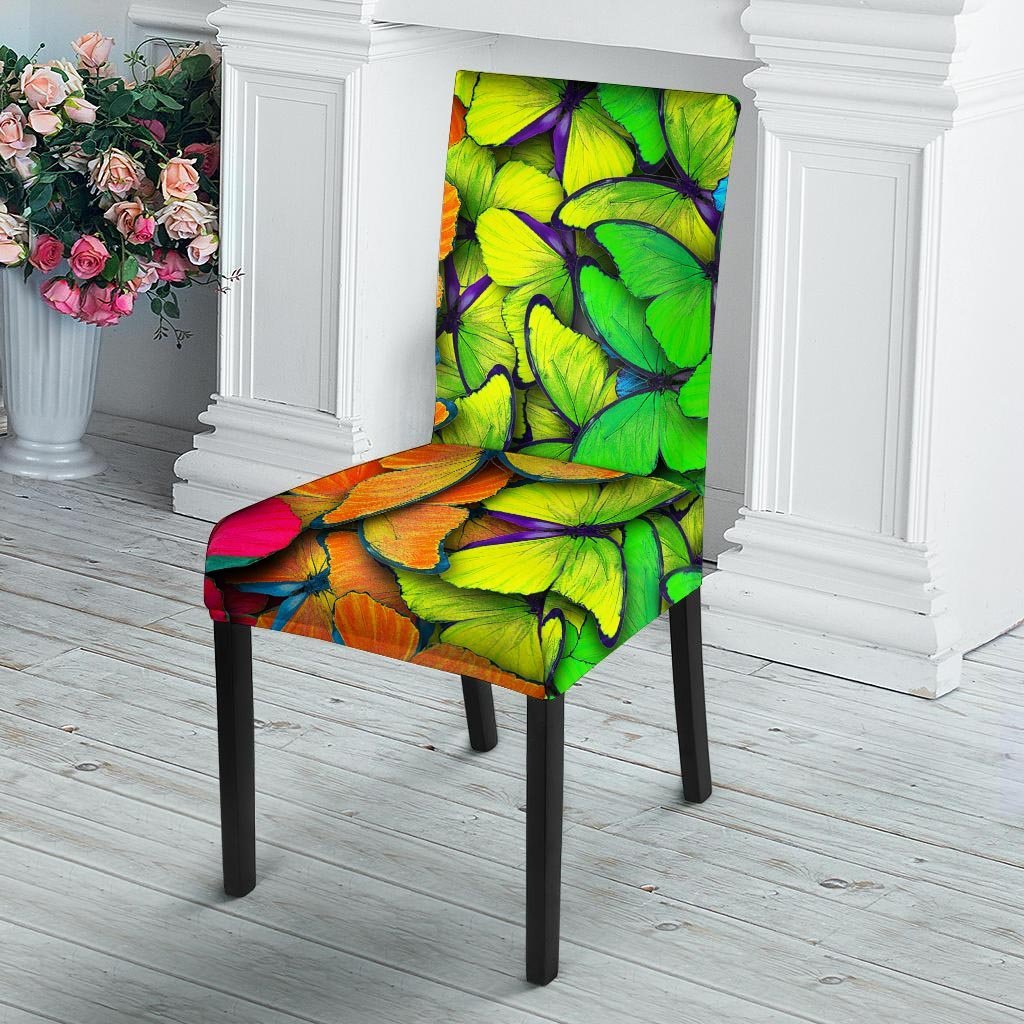 Rainbow Butterfly Print Chair Cover-grizzshop