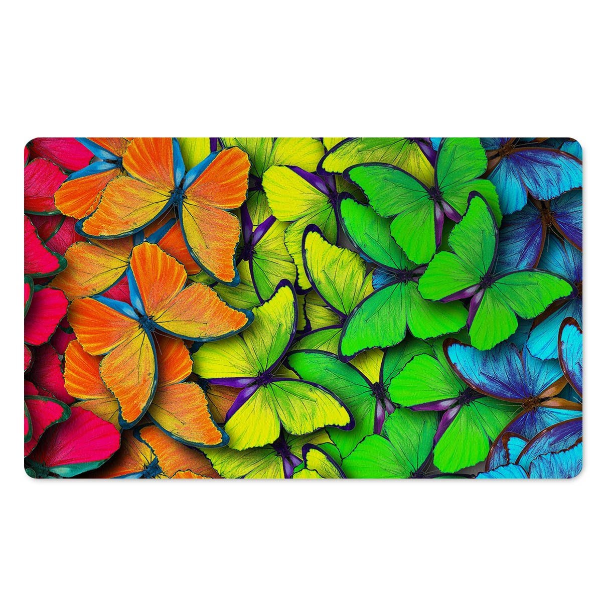 Rainbow Butterfly Print Door Mat-grizzshop