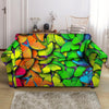 Rainbow Butterfly Print Loveseat Cover-grizzshop