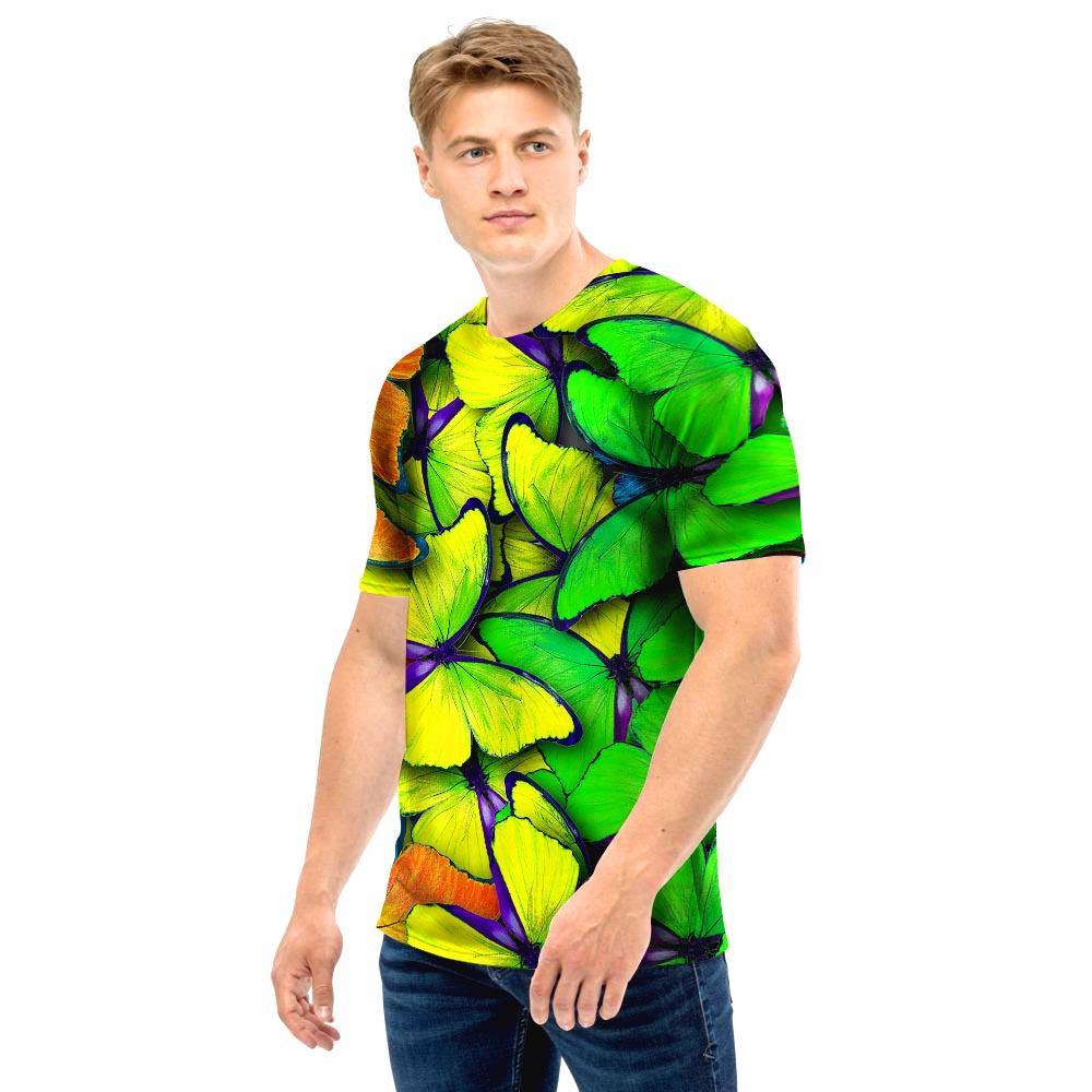 Rainbow Butterfly Print Men T Shirt-grizzshop