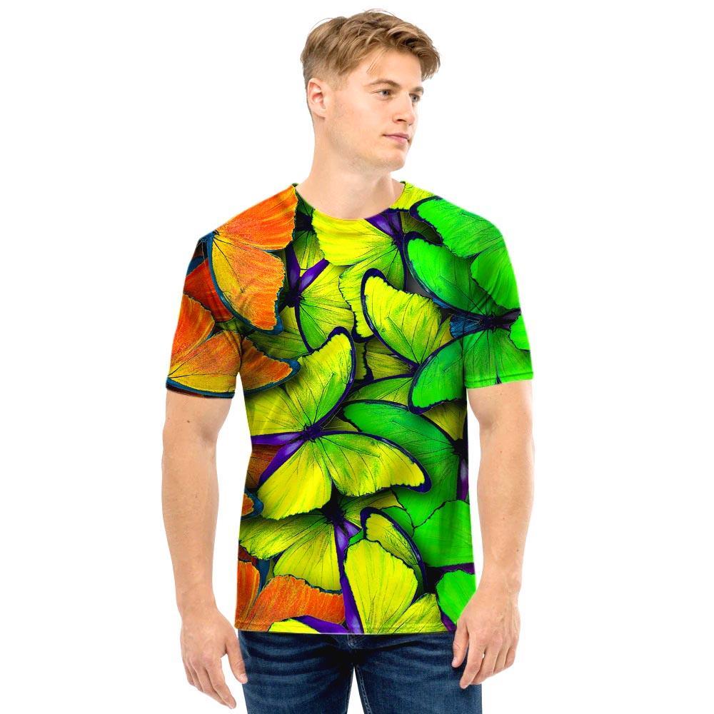 Rainbow Butterfly Print Men T Shirt-grizzshop