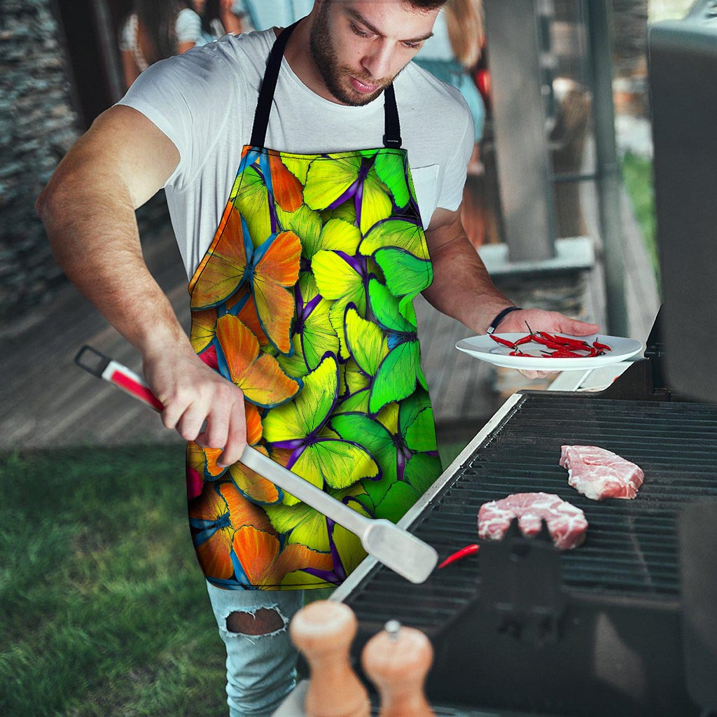 Rainbow Butterfly Print Men's Apron-grizzshop